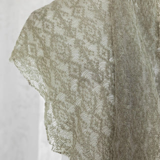 Japanese Luxury Designer Geometric Green Non-Stretch Kid Mohair Nylon Blended Lace DS43515