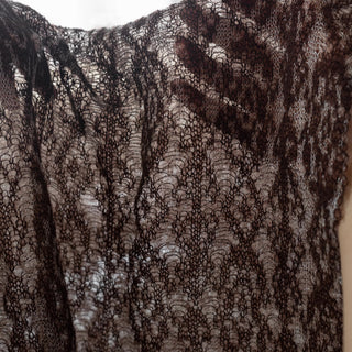 Japanese Luxury Designer Geometric Brown Non-Stretch Kid Mohair Nylon Blended Lace DS43516