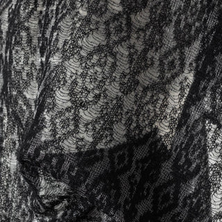 Japanese Luxury Designer Geometric Black Non-Stretch Kid Mohair Nylon Blended Lace DS43517