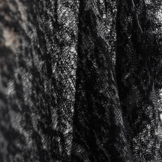 Japanese Luxury Designer Geometric Black Non-Stretch Kid Mohair Nylon Blended Lace DS43517