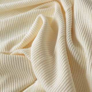 Japanese Fashion Designer Cable Off-White Stretch Cotton Sweater Knit DS43519