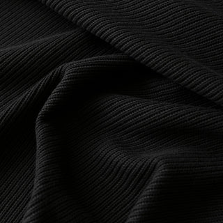 Japanese Fashion Designer Cable Black Stretch Cotton Sweater Knit DS43521