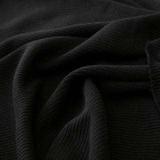 Japanese Fashion Designer Cable Black Stretch Cotton Sweater Knit DS43521