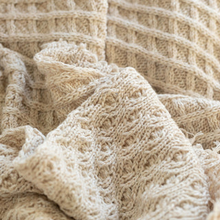 Japanese Fashion Designer Cable Off-White Stretch Acrylic Wool Blended Sweater Knit DS43522