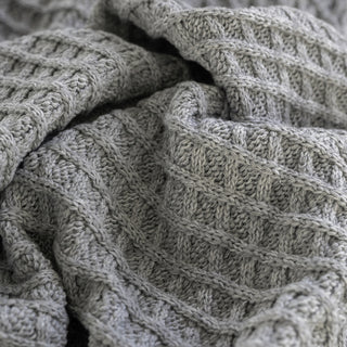 Japanese Fashion Designer Cable Gray Stretch Acrylic Wool Blended Sweater Knit DS43523