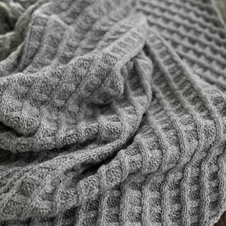 Japanese Fashion Designer Cable Gray Stretch Acrylic Wool Blended Sweater Knit DS43523