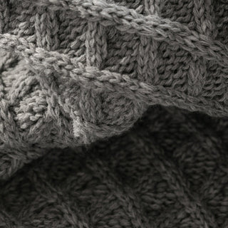 Japanese Fashion Designer Cable Gray Stretch Acrylic Wool Blended Sweater Knit DS43523