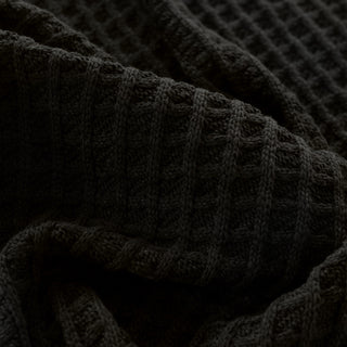 Japanese Fashion Designer Cable Black Stretch Acrylic Wool Blended Sweater Knit DS43524