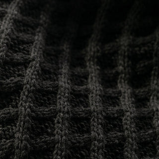 Japanese Fashion Designer Cable Black Stretch Acrylic Wool Blended Sweater Knit DS43524