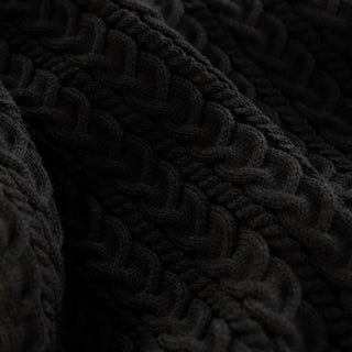 Japanese Fashion Designer Cable Black Stretch Acrylic Wool Blended Sweater Knit DS43526