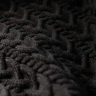 Japanese Fashion Designer Cable Black Stretch Acrylic Wool Blended Sweater Knit DS43526