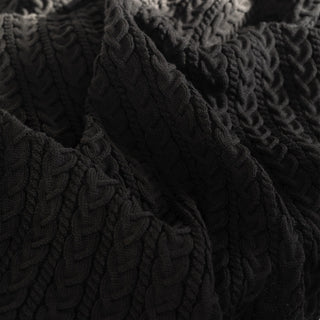 Japanese Fashion Designer Cable Black Stretch Acrylic Wool Blended Sweater Knit DS43526