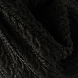 Japanese Fashion Designer Cable Black Stretch Acrylic Wool Blended Sweater Knit DS43526