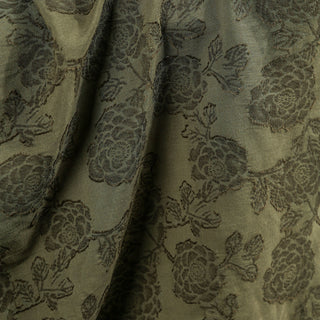 Japanese Luxury Designer Floral Green Non-Stretch Sand Washed Cotton Linen Blended Jacquard DS43528