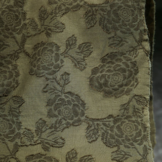 Japanese Luxury Designer Floral Green Non-Stretch Sand Washed Cotton Linen Blended Jacquard DS43528
