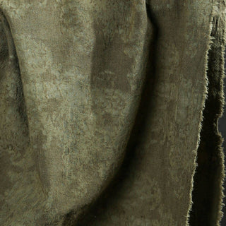 Japanese Luxury Designer Floral Green Non-Stretch Sand Washed Cotton Linen Blended Jacquard DS43529