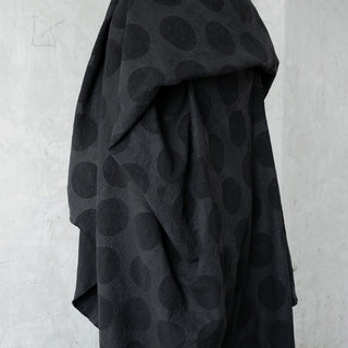 Comme Des Garcons Polka Dot Black Non-Stretch Crinkled / Washed Cotton Linen Blended Dobby Jacquard DS43601