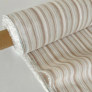 Made In France Premium Quality Stripes Multi Color Non-Stretch Washed / Softened Organic Linen Plain Woven DS00697