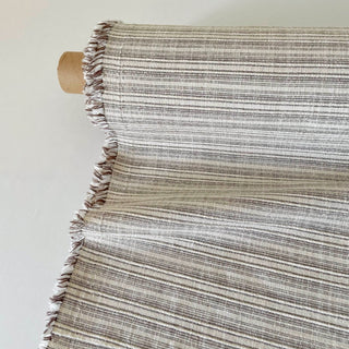 Made In France Premium Quality Stripes Multi Color Non-Stretch Washed / Softened Cotton Organic Linen Blended Slub DS00698