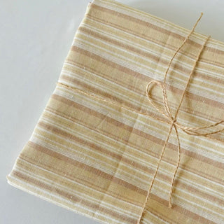 Made In France Premium Quality Stripes Multi Color Non-Stretch Washed / Softened Organic Linen Plain Woven DS00697