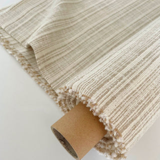 Made In France Premium Quality Stripes Multi Color Non-Stretch Washed / Softened Cotton Organic Linen Blended Slub DS00698