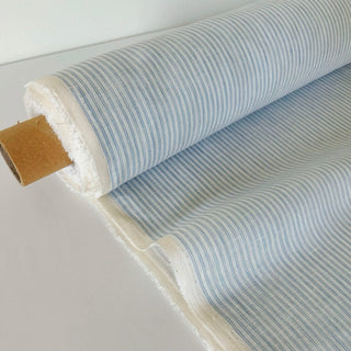 Made In France Premium Quality Stripes Multi Color Non-Stretch Washed / Softened Organic Linen Plain Woven DS00699