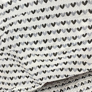Korean Designer Hearts Black Non-Stretch Salt shrinking / Puckered Cotton Seersucker DS27521