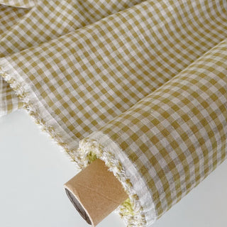 Made In France Premium Quality Gingham Multi Color Non-Stretch Washed / Softened Organic Linen Plain Woven DS006102