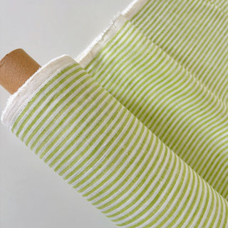 Made In France Premium Quality Stripes Multi Color Non-Stretch Washed / Softened Organic Linen Plain Woven DS006100