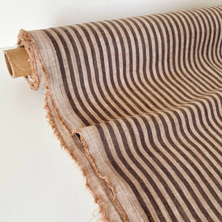 Made In France Premium Quality Stripes Multi Color Non-Stretch Washed / Softened Organic Linen Plain Woven DS006115
