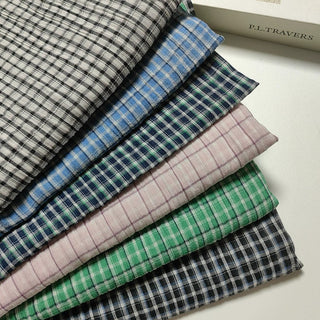 Plaid Crinkled Cotton Plain Woven RT01531