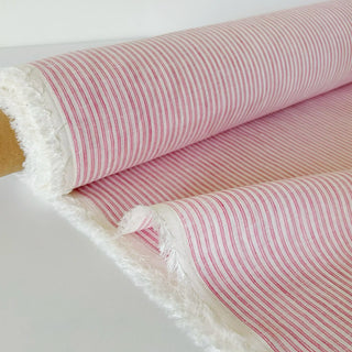 Made In France Premium Quality Stripes Multi Color Non-Stretch Washed / Softened Organic Linen Plain Woven DS00699