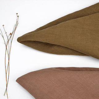 Solid Sand Washed Linen Plain Woven S020601 - 10 Colors Available