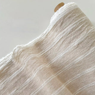 Made In France Premium Quality Stripes Multi Color Non-Stretch Washed / Softened Organic Linen Plain Woven DS006114