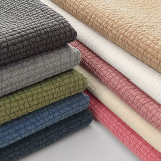Made in Korea Solid Washed Padded Cotton Recycled Polyester Quilted Fabric TB01632