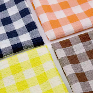 Gingham Crinkled Cotton Linen Seersucker TB02503 - 5 Colors Available