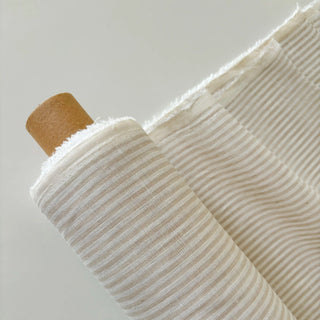 Made In France Premium Quality Stripes Multi Color Non-Stretch Washed / Softened Organic Linen Plain Woven DS006100