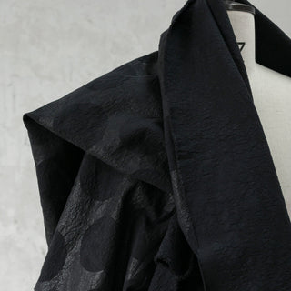 Comme Des Garcons Polka Dot Black Non-Stretch Shimmer Crinkled / Washed Cotton Linen Blended Dobby Jacquard DS43601