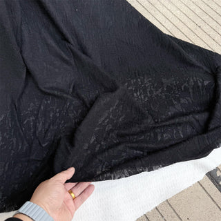 Italian Fashion Designer Floral Black Stretch Wool Viscose Blended Jacquard Lace DS06534