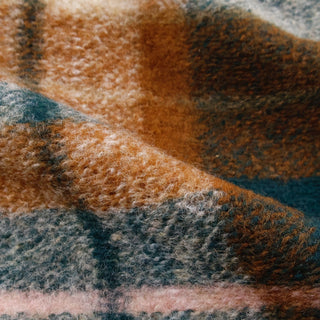 Yardblox Exclusive Made in Italy Luxury Designer Plaid Orange/Turquoise Stretch Wool Elastane Blended Knit Coating / Jacketing DS06478