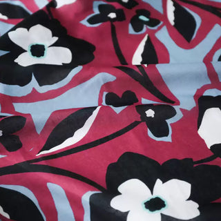 Japanese Fashion Designer Floral Red Non-Stretch Cotton Mulberry Silk Blended Plain Woven DS03607