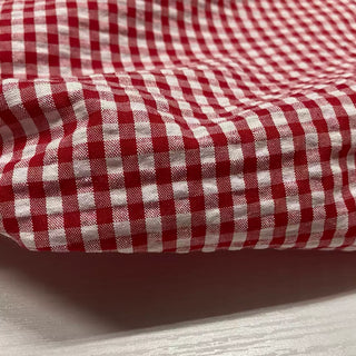 2027 Version French Fashion Designer Gingham Red Non-Stretch Salt Shrinking / Puckered Cotton Seersucker DS28609