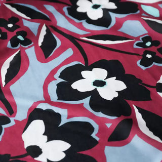 Japanese Fashion Designer Floral Red Non-Stretch Cotton Mulberry Silk Blended Plain Woven DS03607